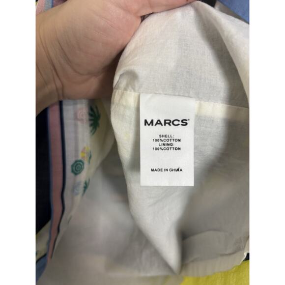 Marcs Tropical Resortwear Striped Cotton Knee Length Skirt Size 12 Coastal - Picture 5 of 7